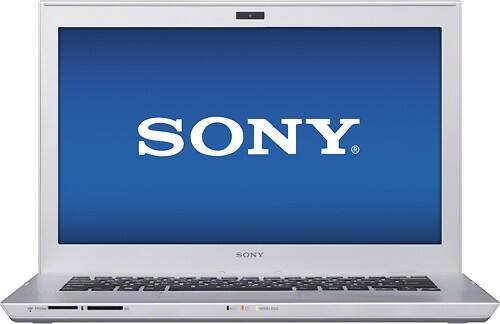 Front Standard. Sony - 14" Laptop - 8GB Memory - 500GB Hard Drive + 32GB Solid State Drive - Silver.