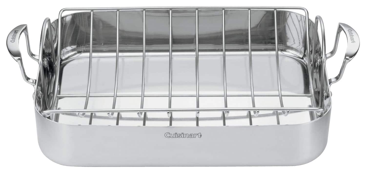 Angle. Cuisinart - MultiClad Pro 16" Roasting Pan - Stainless-Steel.