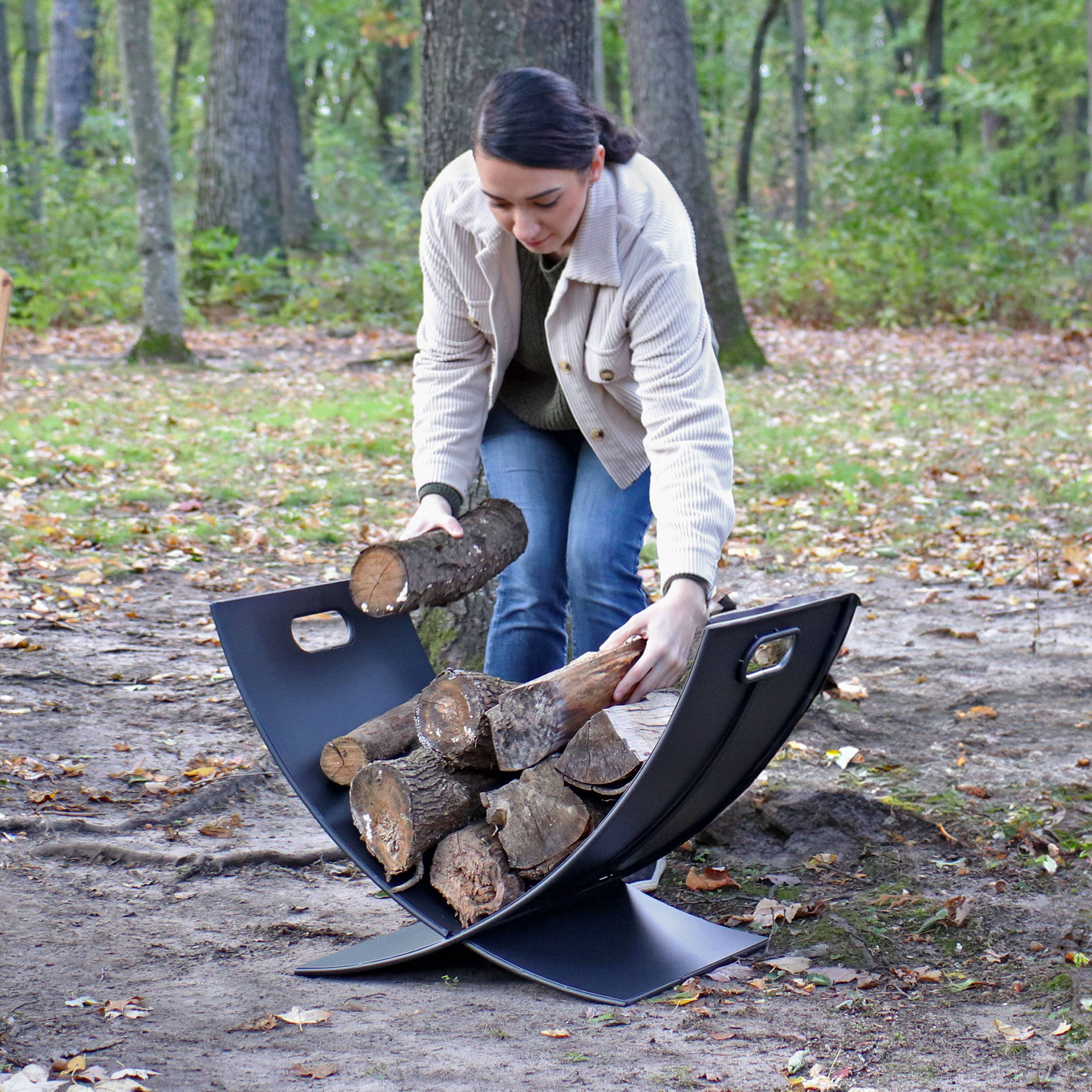 Alt View 7. Sunnydaze - 30 in Heavy-Duty Steel Firewood Log Rack - Black.