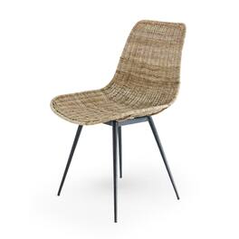 texxture - Ormond Woven Rattan Side Chair with Metal Legs, Home Furniture - Natural