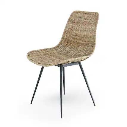 Front. texxture - texxture Ormond Woven Rattan Side Chair with Metal Legs, Home Furniture, Natural - Natural.