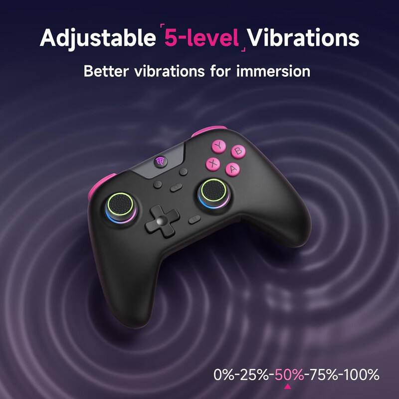 Adjustable 5-level Vibrations  
Better vibrations for immersion  

0%-25%-50%-75%-100%