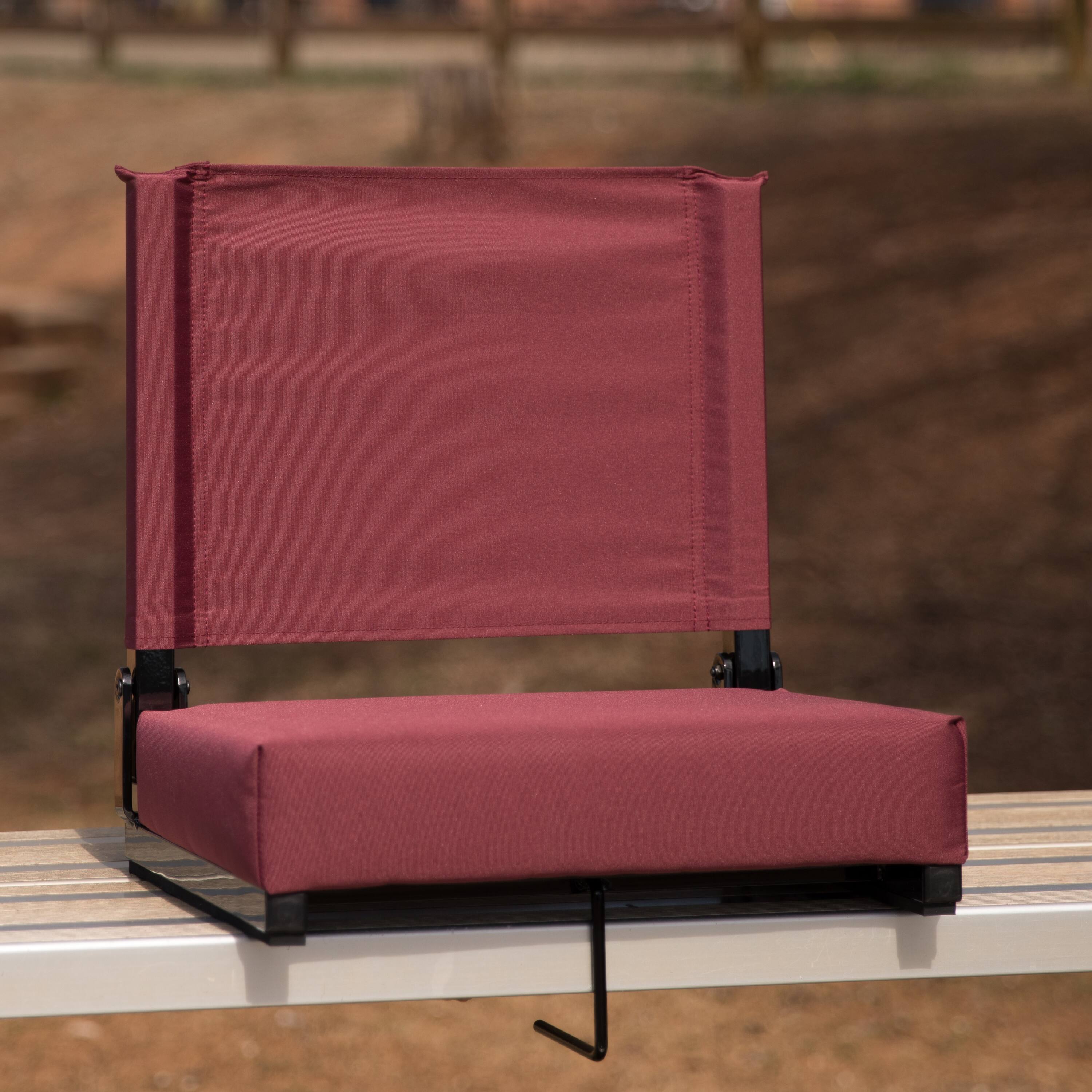 Alt View 1. Emma + Oliver - 500 lb. Rated Lightweight Stadium Chair with Handle & Ultra-Padded Seat - Maroon.