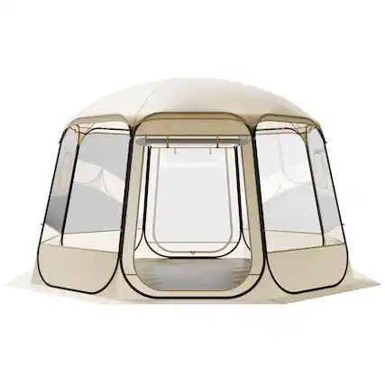 Front. VEVOR - Pop up Bubble Tent, 12 x 11.1 ft Waterproof & UV-Resistant, Clear Camping Tent Shelter, Outdoor Garden Dome Tents - Transparent.