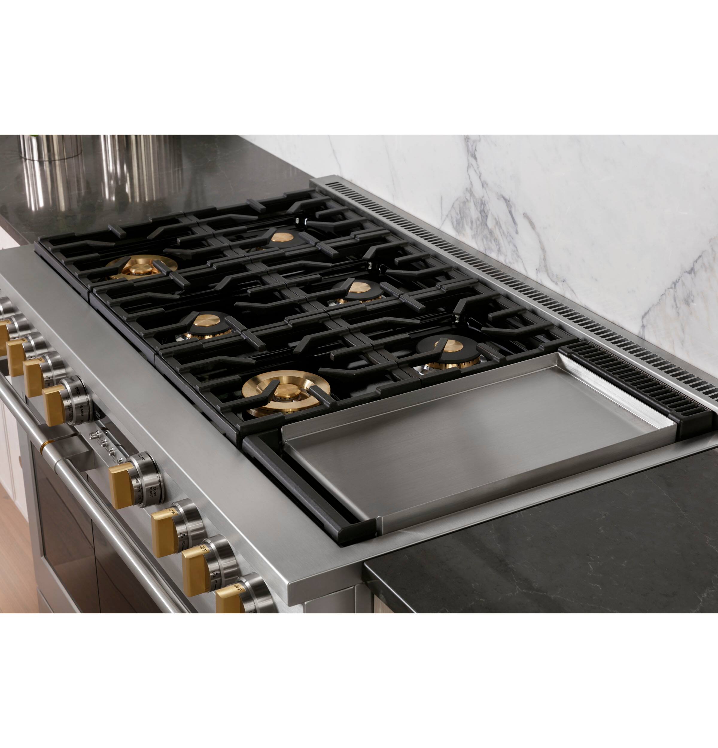 Alt View 9. Monogram - 8.9 Cu. Ft. Freestanding Double Oven Gas Convection Range with Steam Cleaning and 6 Versatile Gas Burners - Stainless Steel.