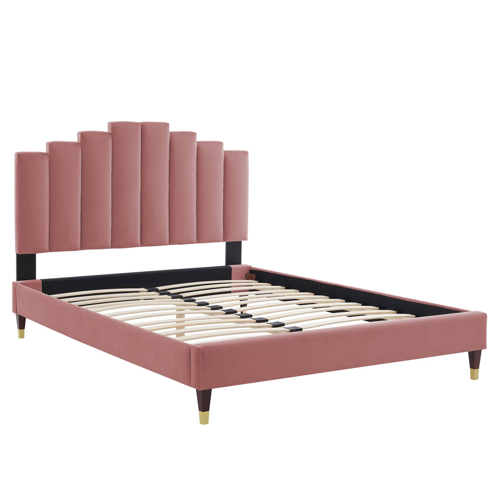 Alt View 4. Modway - Elise Performance Velvet Twin Platform Bed - Red.