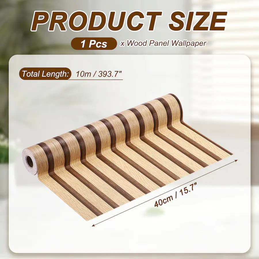 Unique Bargains Wood Panel Wallpaper 15.7x394