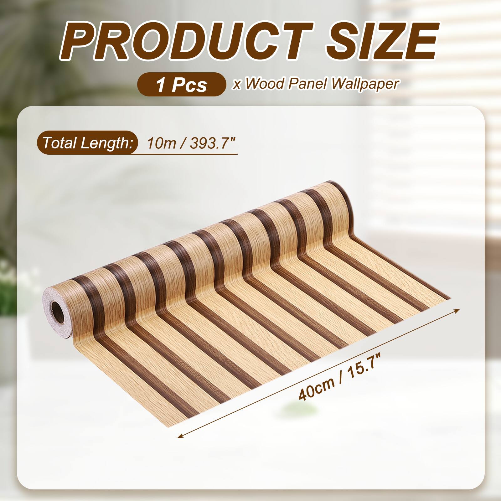 Unique Bargains Wood Panel Wallpaper 15.7x394