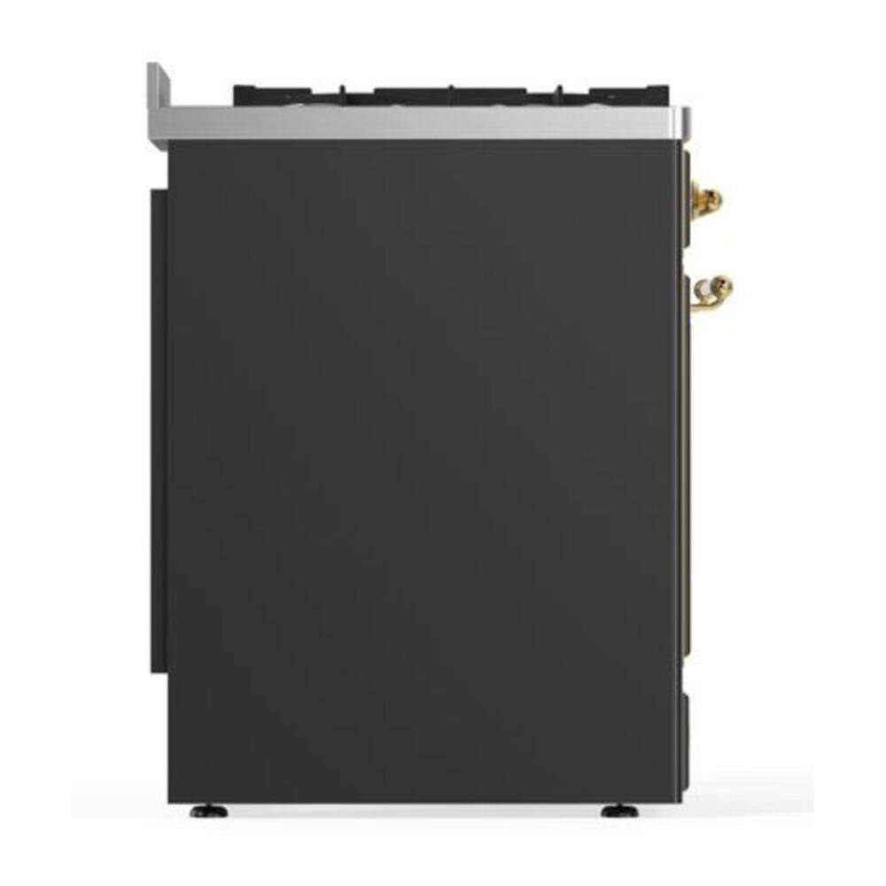 Alt View 6. ILVE - ILVE Majestic II Series  30 in. Dual Fuel Range with 5 Sealed Burners (Natural Gas, Brass Trim) - Graphite Matte.