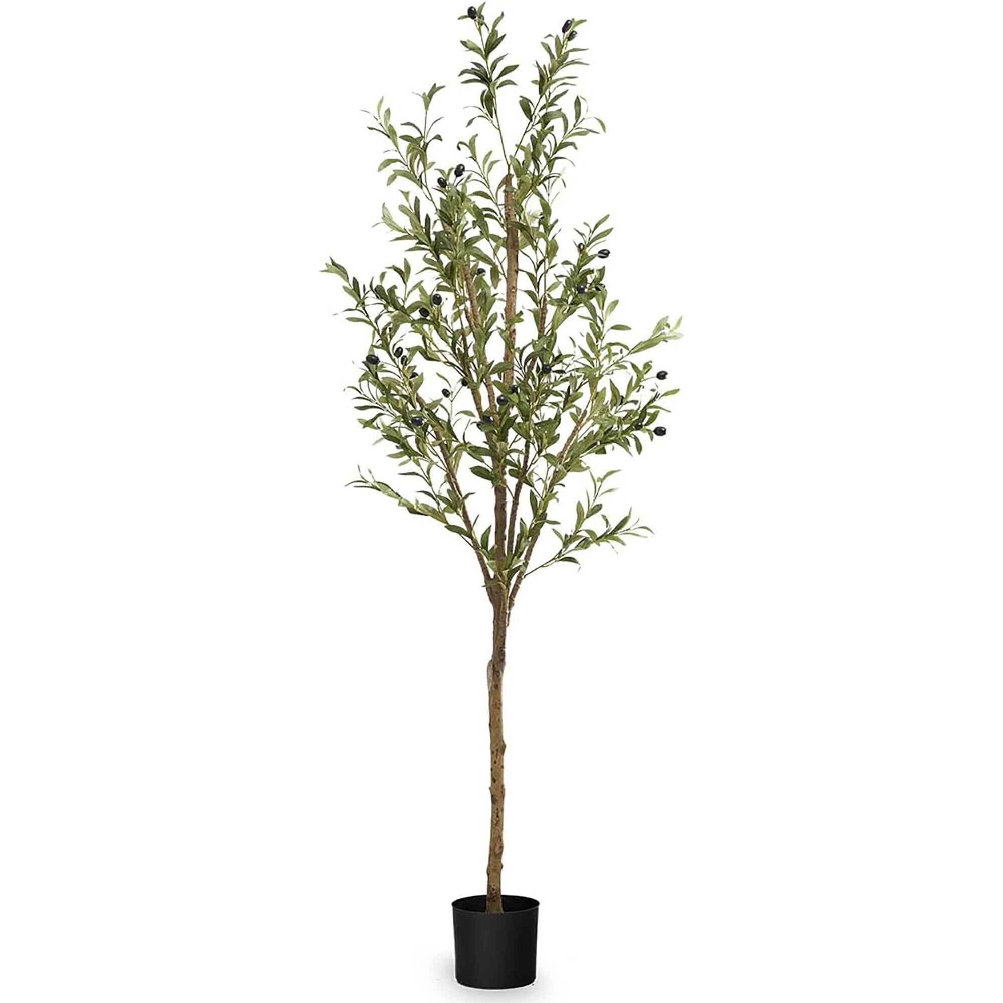 Maia Shop - Olive Tree 6 Foot Faux Plant, Fake Silk Tree with Realistic Leaves - Green