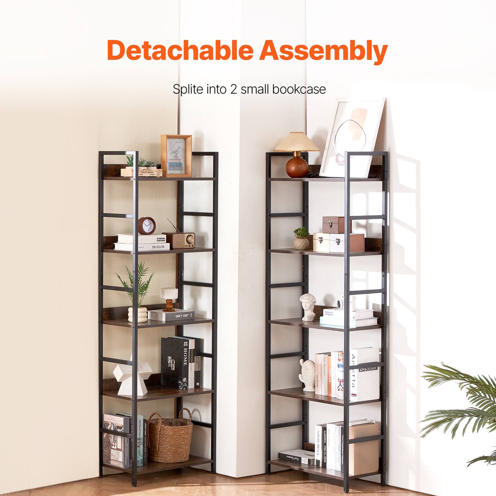 Detachable Assembly  
Split into 2 small bookcase