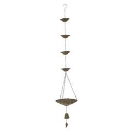 Things2Die4 - 53 Inch Rust Metal Flower Rain Chain Bell Decorative Downspout Garden Decor - Brown