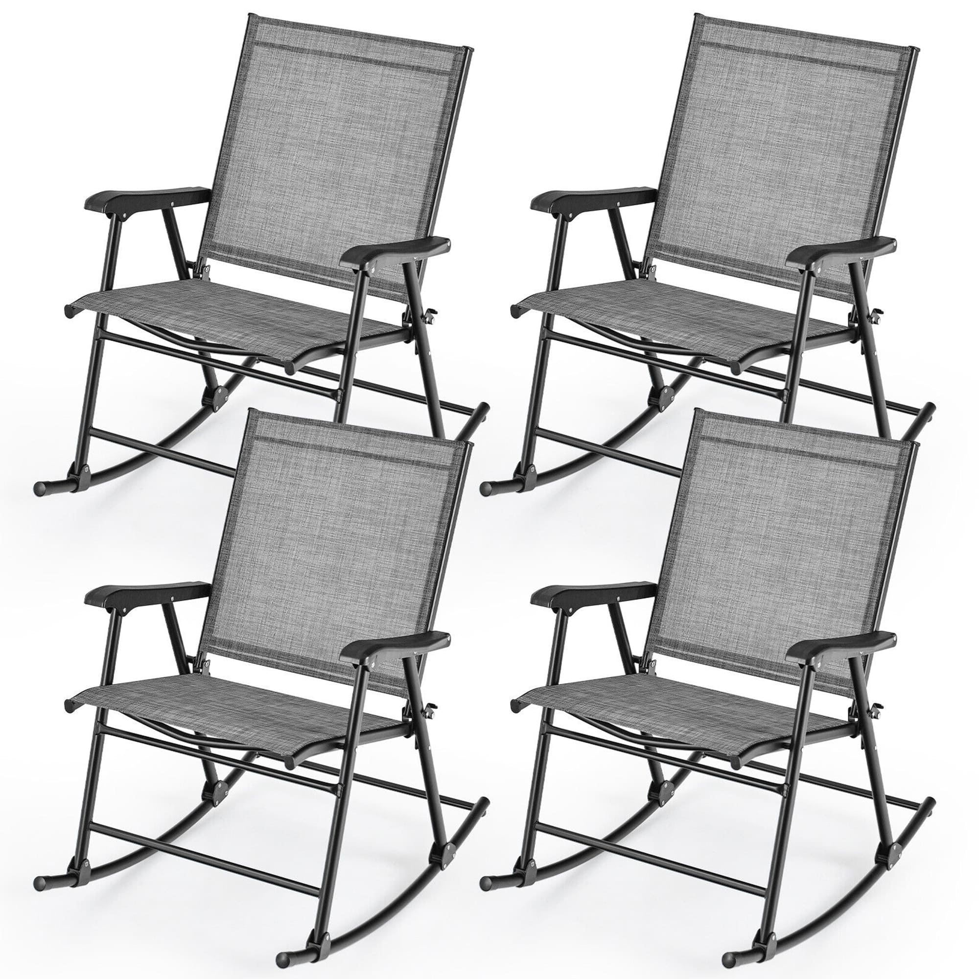 Gymax - 4pcs Patio Folding Rocking Chair Heavy-Duty Metal Frame Rockers Outdoor - Gray price history on PriceWatchPro