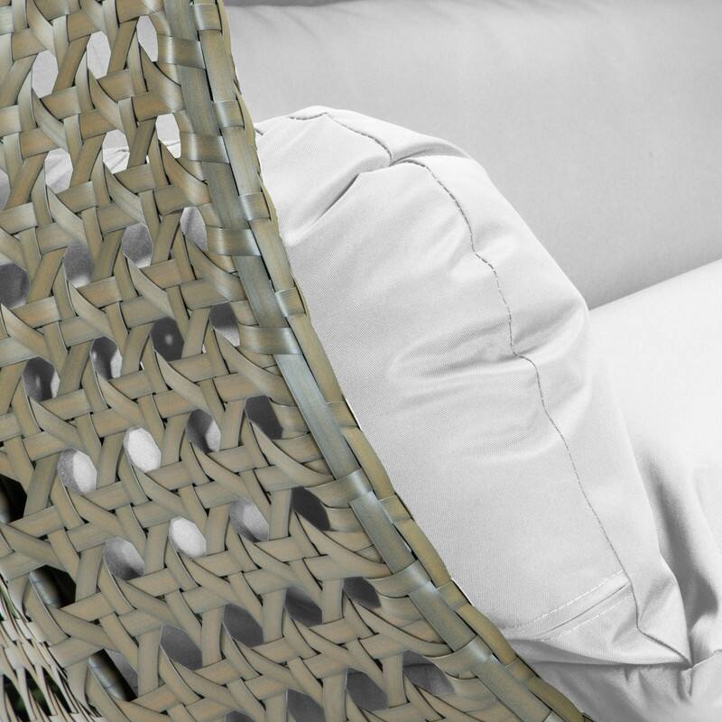 Alt View 1. LeisureMod - Leisuremod 2-Person Wicker Egg Swing Chair with Stand & Washable Cushions - Indoor/Outdoor Double Hanging Patio Chair - White.