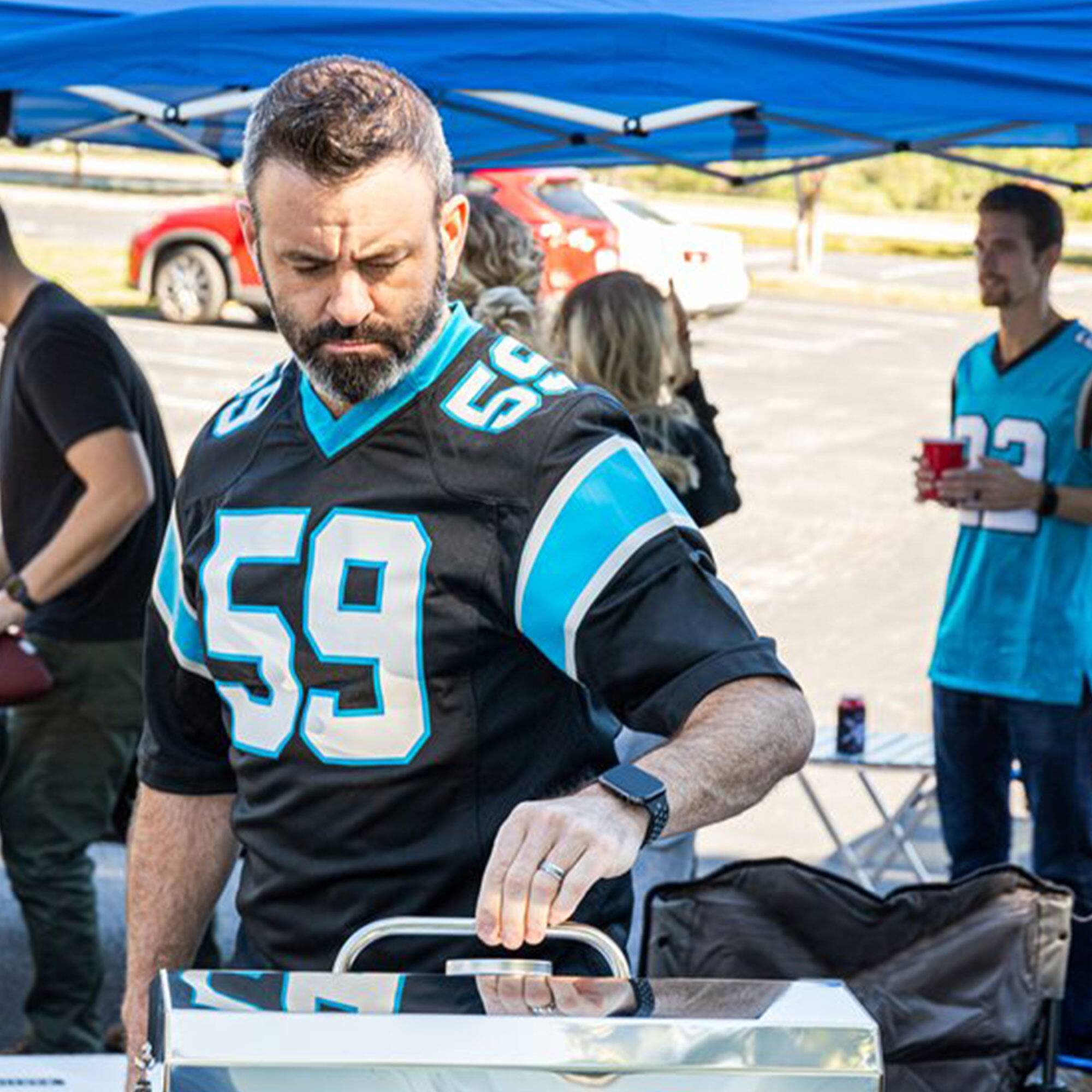 Alt View 4. Camco - Camco Large Durable Aluminum Fold Away Multi Use Outdoor Side Table, Silver - Silver.