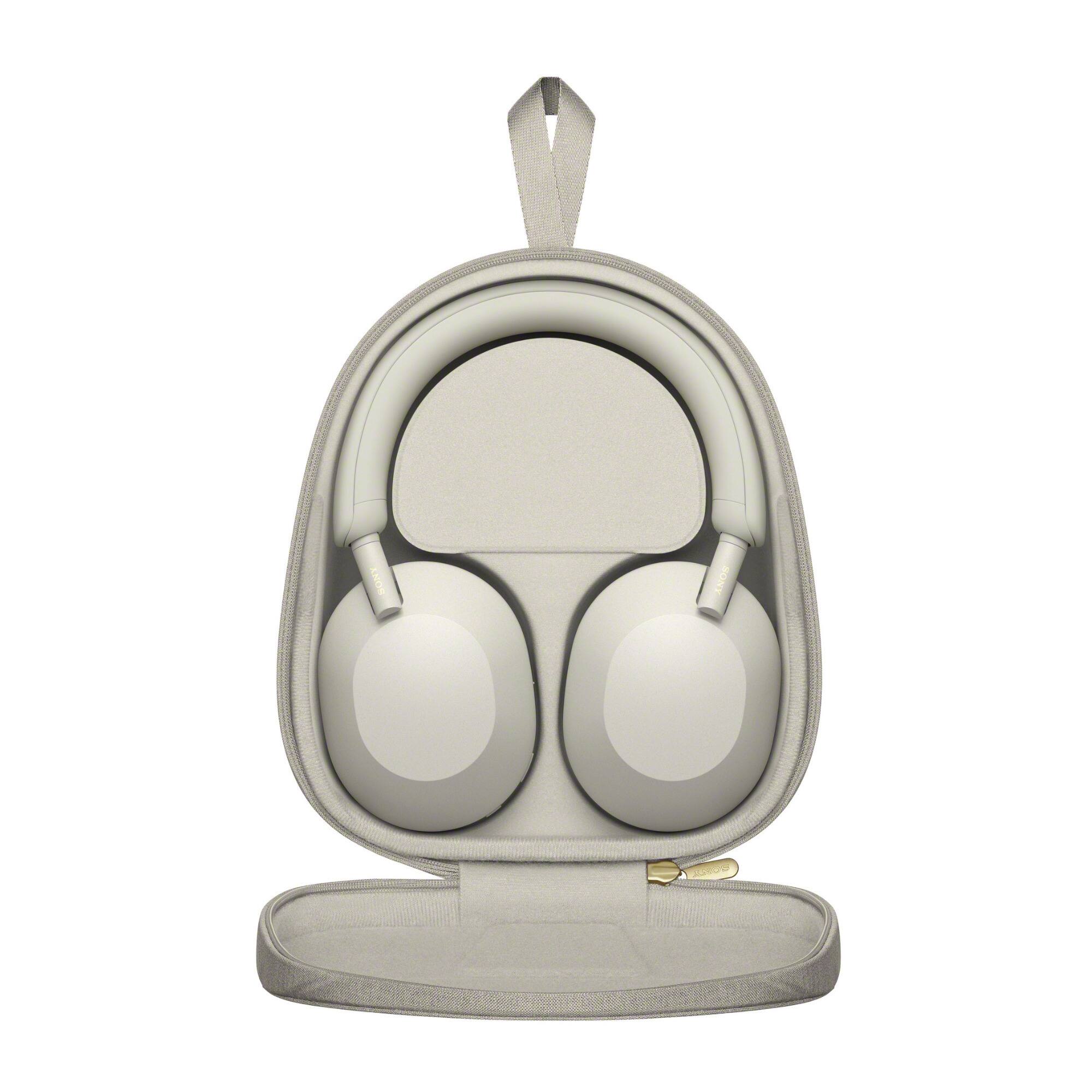 Back. Sony - Sony WH-1000XM5 Wireless Noise Canceling Over-Ear Headphones (Silver) with Sony Truly Wireless Earbuds (White) bundle.