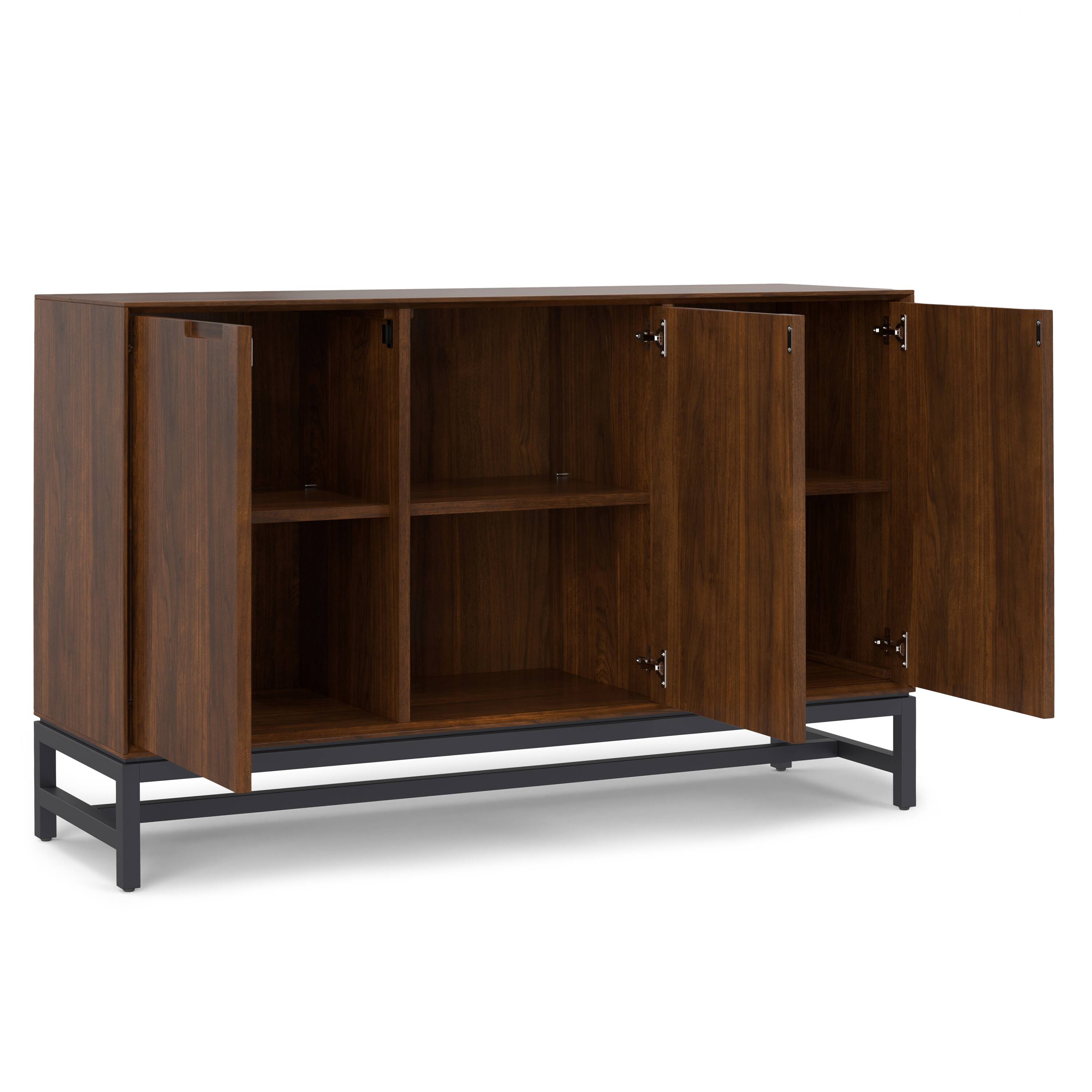 Back. Simpli Home - Simpli Home Banting 58 inch Wide 3 Door Sideboard Buffet in Natural Walnut Veneer - Natural Walnut.