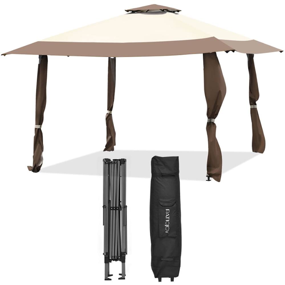 Alt View 8. Pefilos - 13 Feet x 13 Feet Pop Up Canopy Tent Instant Outdoor Folding Canopy Shelter-Brown, Party Tent for Outside Party Waterpro - Brown.