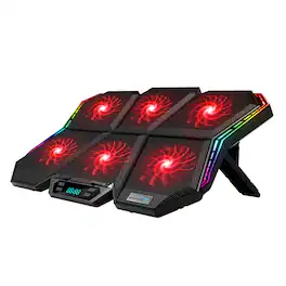 Cluzine - Six-Fan Laptop Cooling Stand Dual USB Ports for 12-17 Inch Laptops