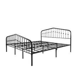 Hivvago - King Farmhouse Spindle Metal Platform Bed Frame with Headboard Footboard - Black