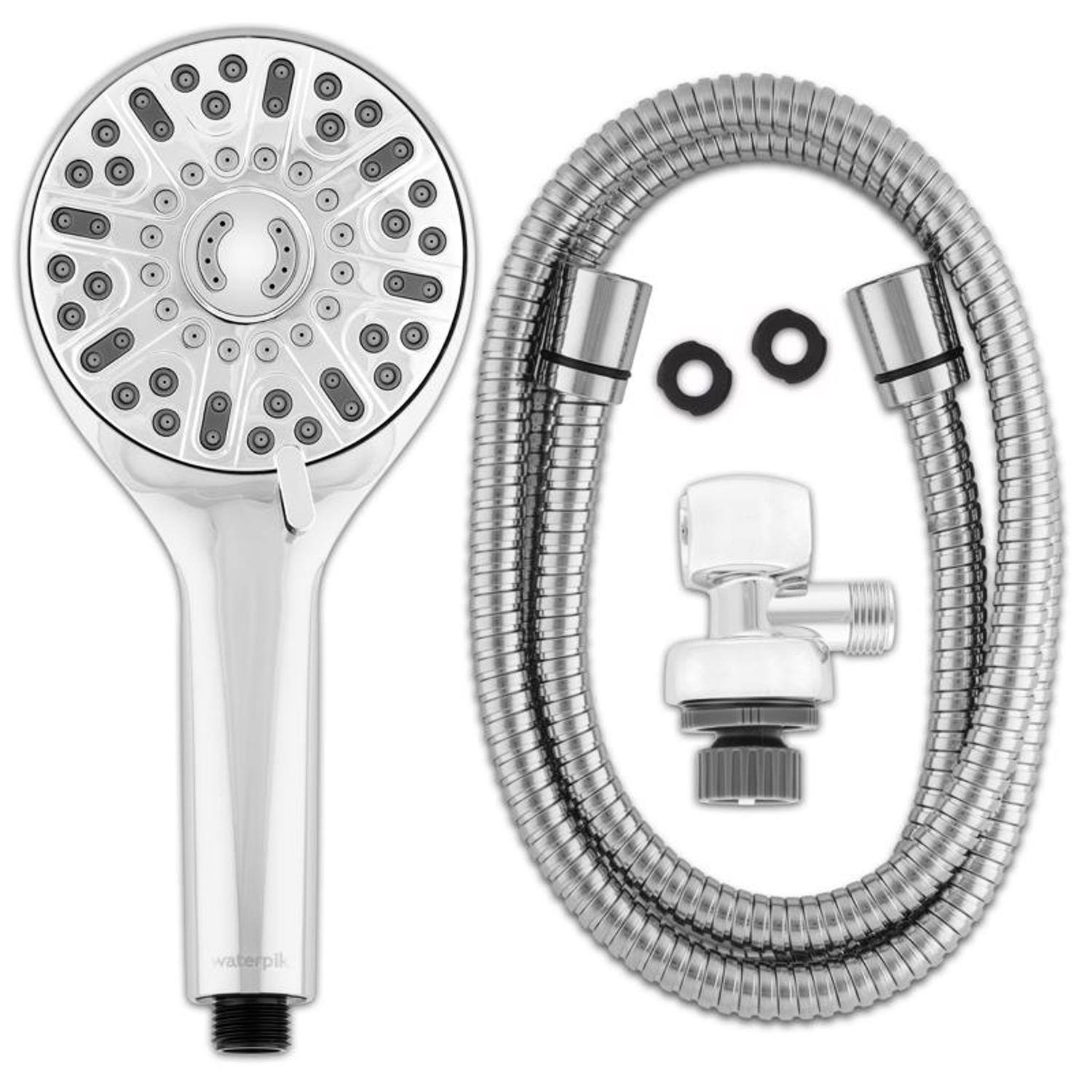 Angle. Waterpik - Waterpik PowerPulse Chrome 7 settings Handheld Showerhead 1.8 gpm - Chrome.