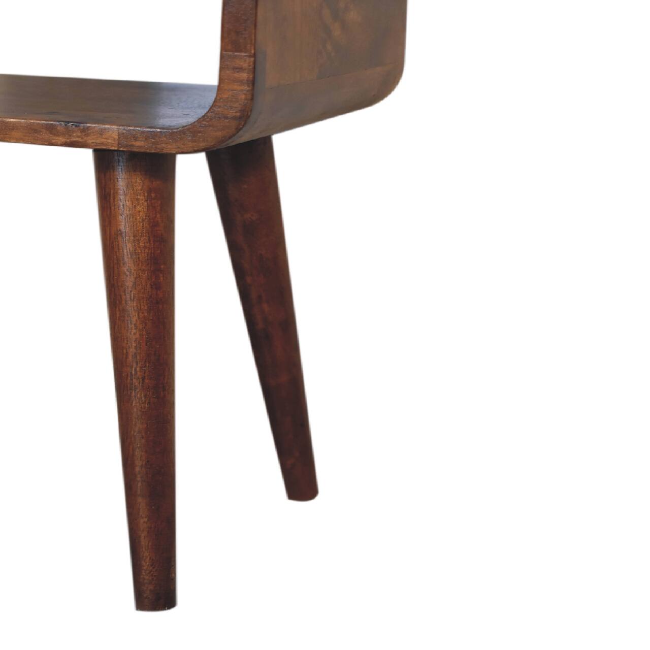 Alt View 5. Artisan Furniture - Artisan Furniture Solid Wood Mini Chestnut Curved Open Nightstand, Nordic Legs, Dark Brown - Chestnut.