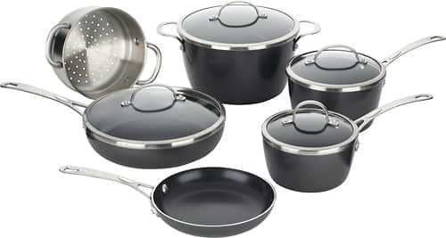 Angle. Cuisinart - Greenware 10-Piece Cookware Set - Black.