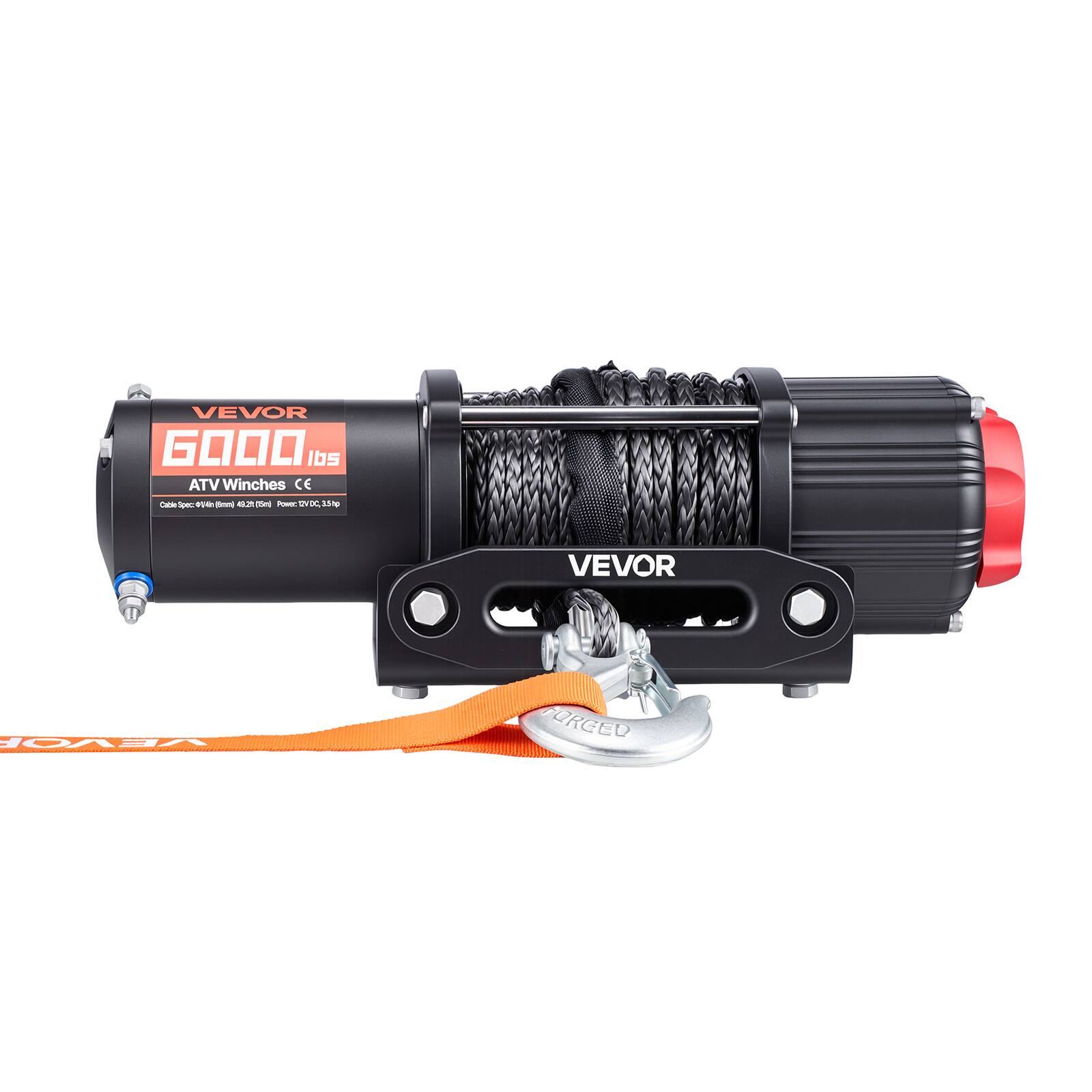 VEVOR 6000 lbs ATV Winches CE  
Cable Spec: 6x19 Wire Rope, 3/8" (10mm) Diameter  
Power: 12V DC, 15A  
VEVOR  
FORGED