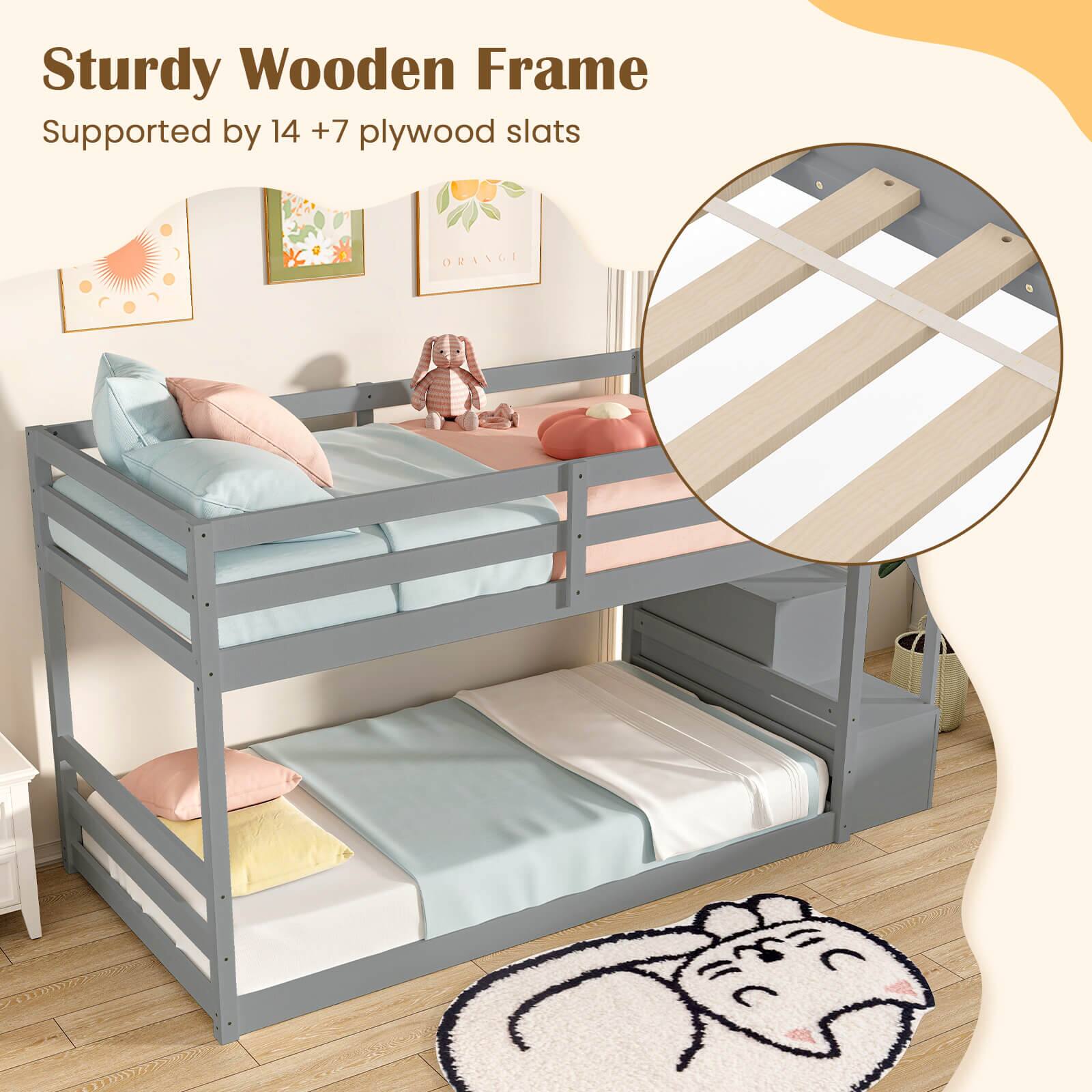 Sturdy Wooden Frame  
Supported by 14 + 7 plywood slats