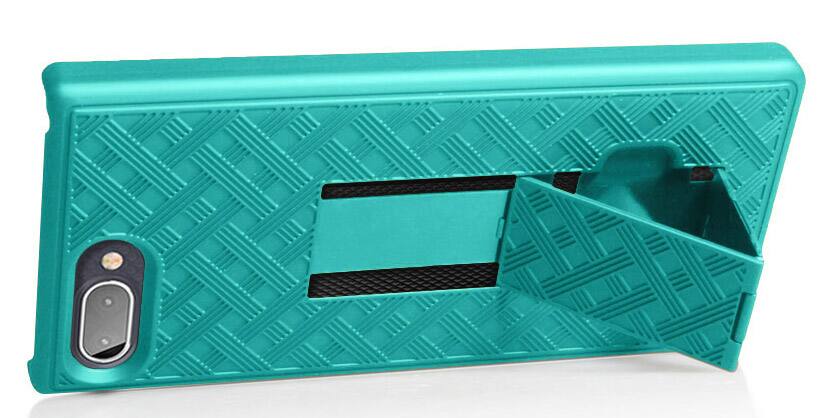Alt View 4. Nakedcellphone - Case with Stand and Belt Clip Holster for BlackBerry Key2 LE - Teal.