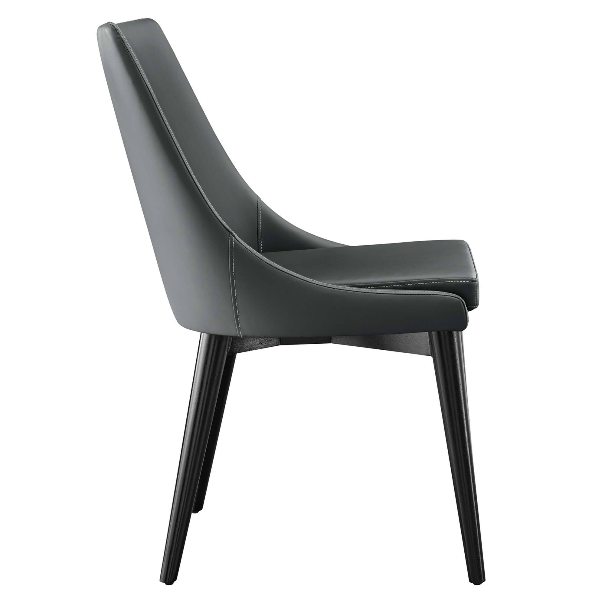 Left. Modway - Viscount Vegan Leather Dining Chair by Modway - Gray.