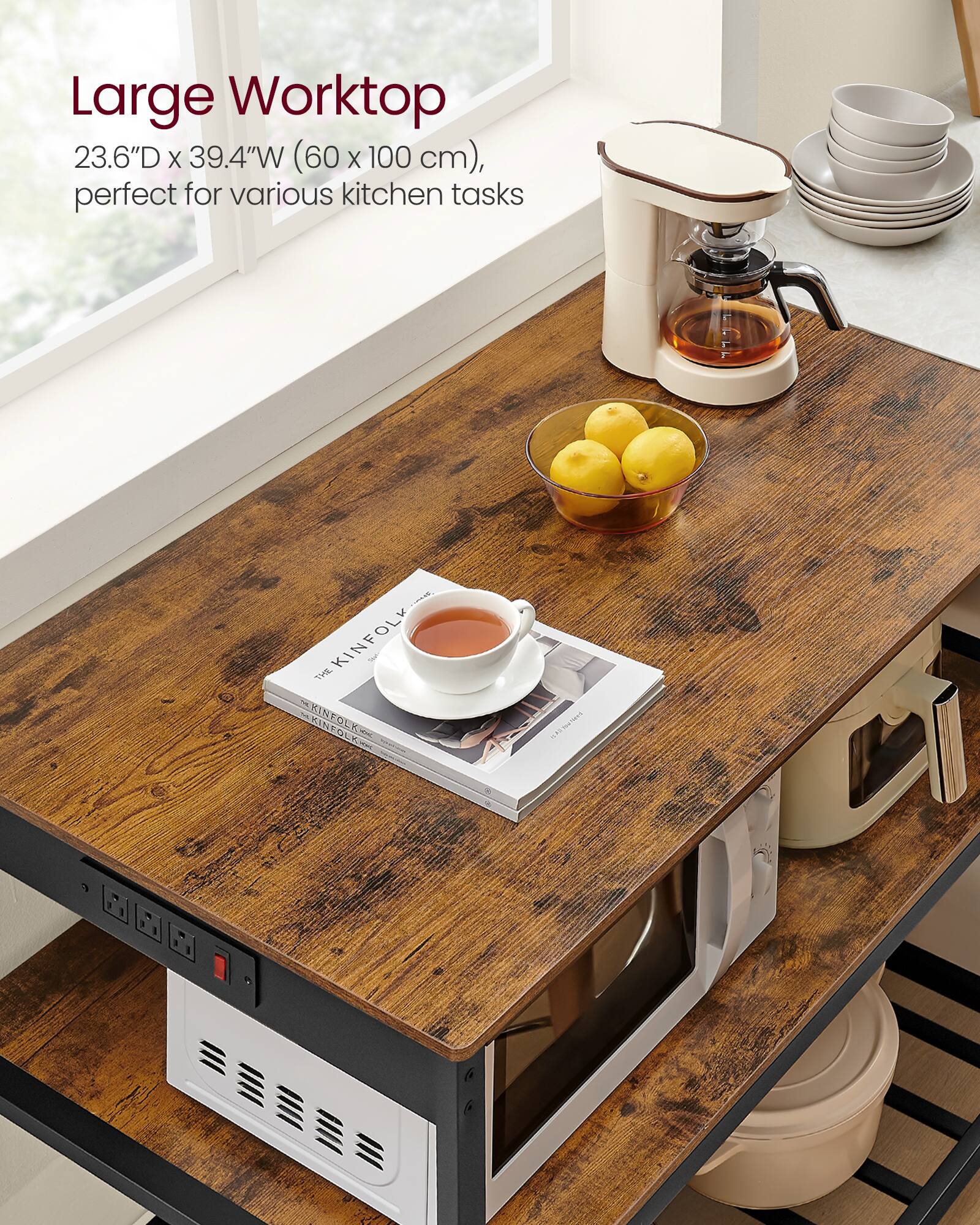 Large Worktop 23.6"D X 39.4"W (60 X 100 cm), perfect for various kitchen tasks