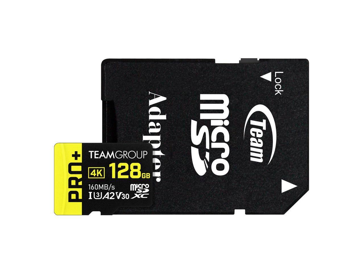 PRO+ TEAMGROUP 128GB microSDXC Adapter 160MB/s 4K U3 A2 V30