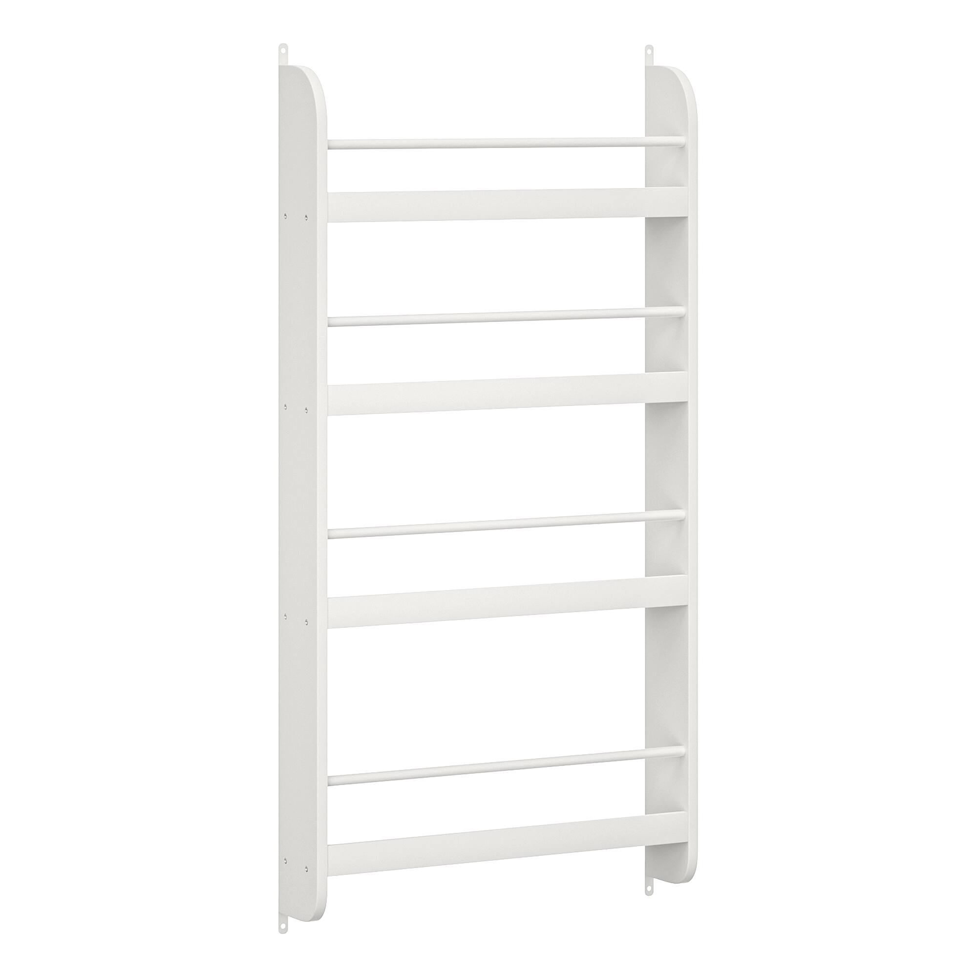 Front. TinyHomie - 4-Tier Kids Bookshelf, Wall Mounted Kids Bookcases Organizer for Toys and Books, White - White.