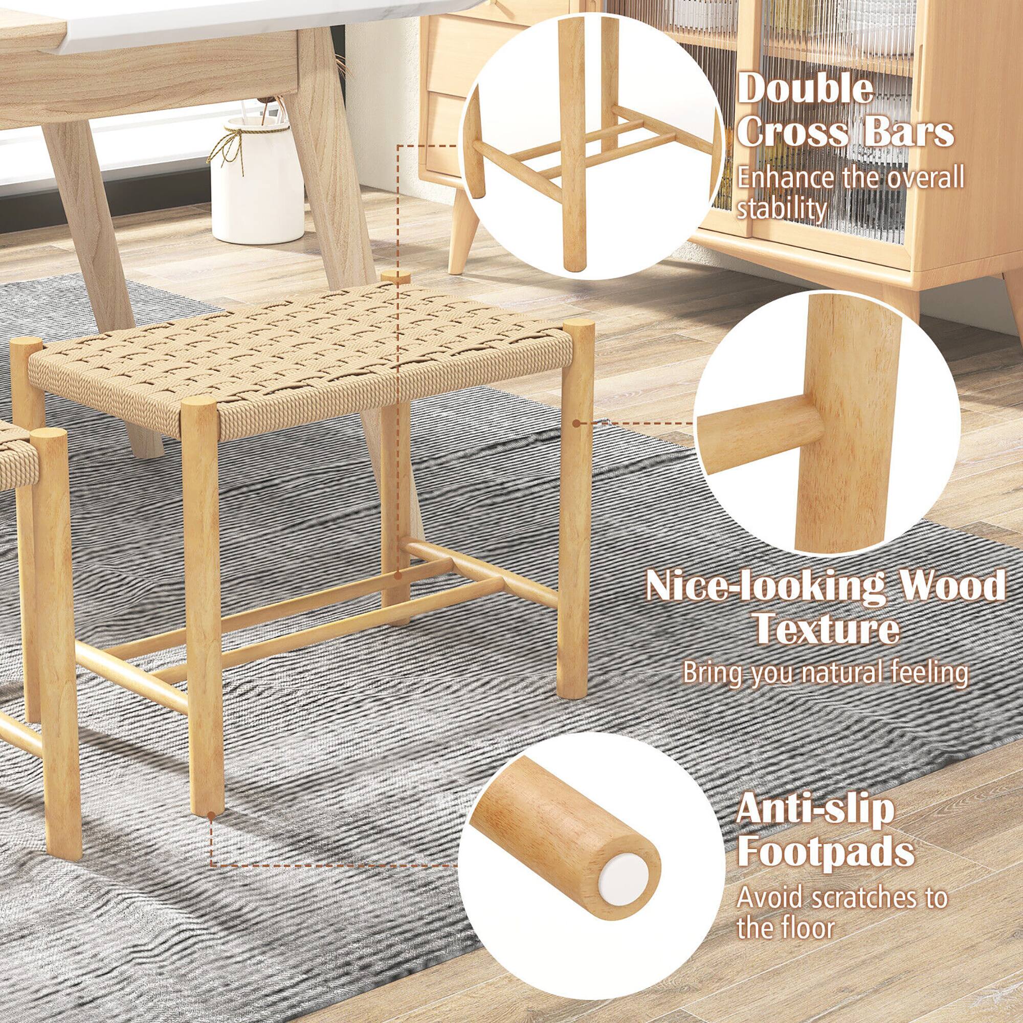 Double Cross Bars Enhance the overall stability, Nice-looking Wood Texture Bring you natural feeling, Anti-slip Footpads Avoid scratches to the floor