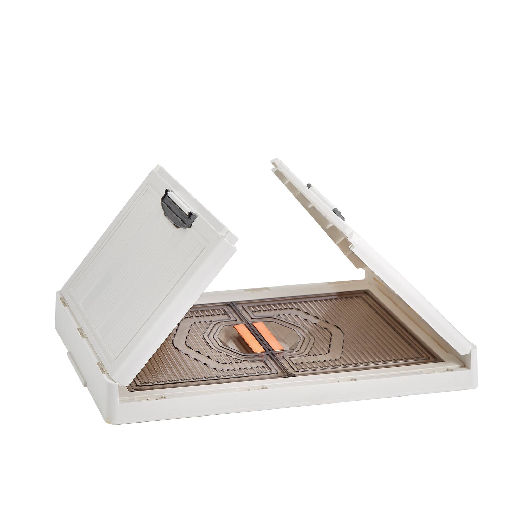 Alt View 4. Vecelo - Stackable Storage Bins with Wheels-72Qt(Single layer) Foldable Storage Cabinet with Doors, 4-Tier Collapsible Organizer - White.