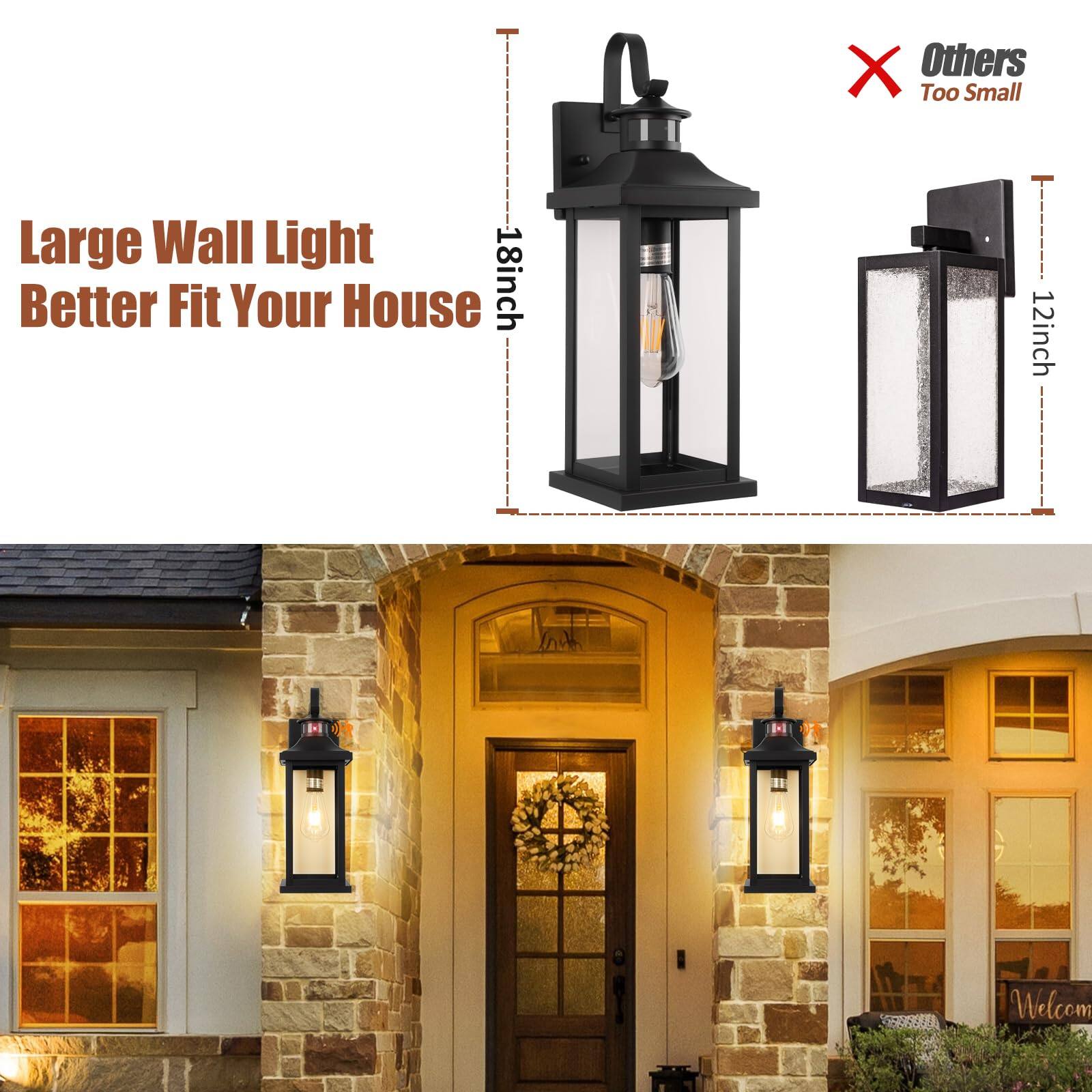 Large Wall Light  
Better Fit Your House  

18inch  

Others Too Small  

12inch  

Welcome