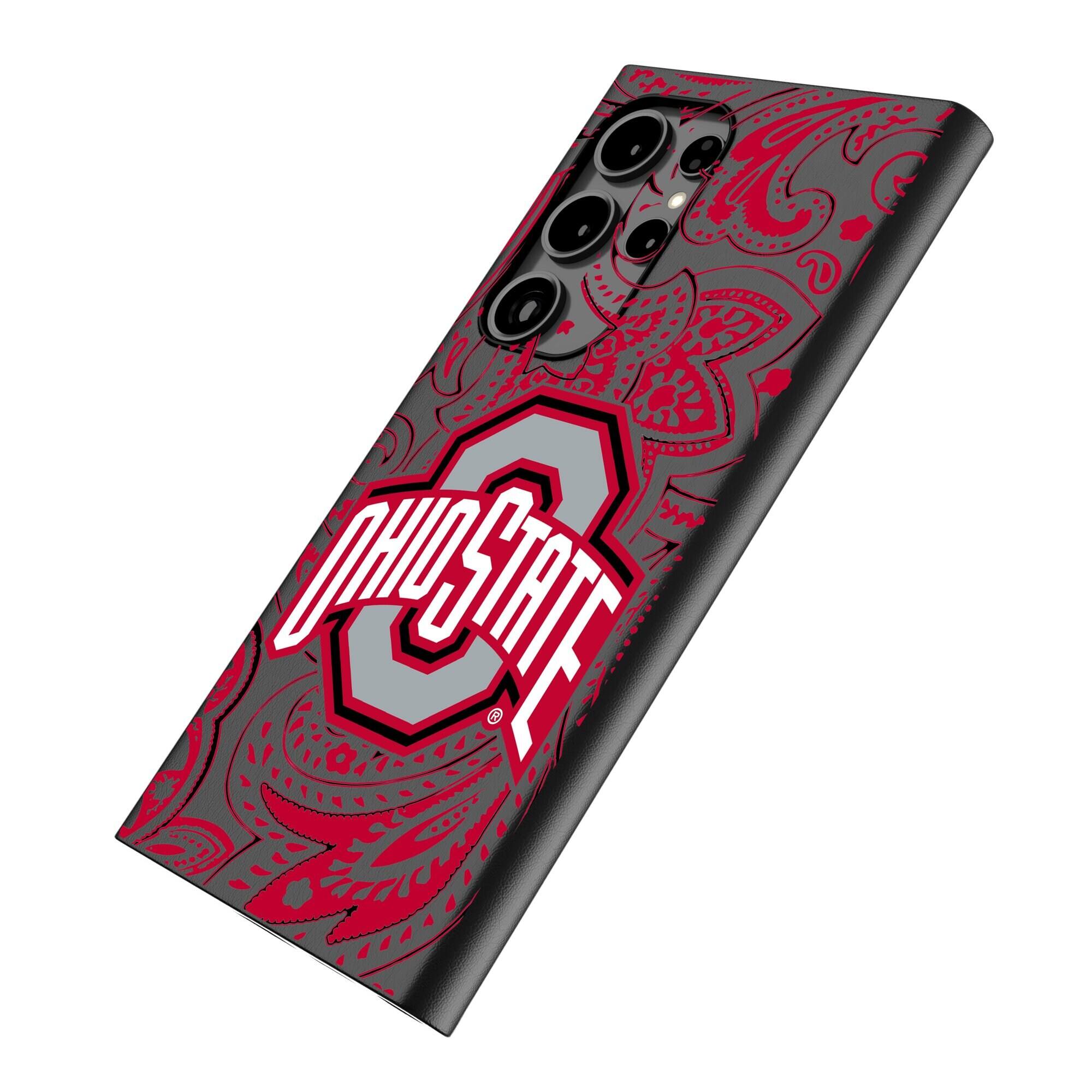 Alt View 1. Keyscaper - Ohio State Buckeyes Paisley Galaxy Magnetic Bump Case - S24 Ultra - Black.
