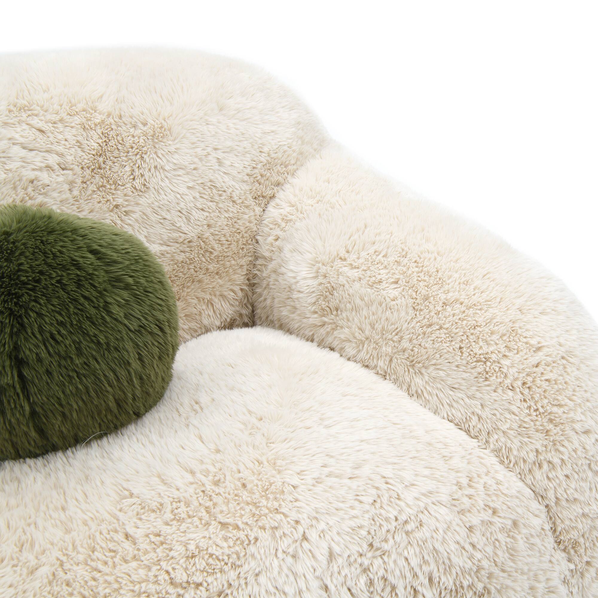 Alt View 8. Vaczon - Faux Fur Loveseat Sofa Cozy Shaggy Plush Chair for Home Apartment or Lounge Area with Accent Pillows - Sand.