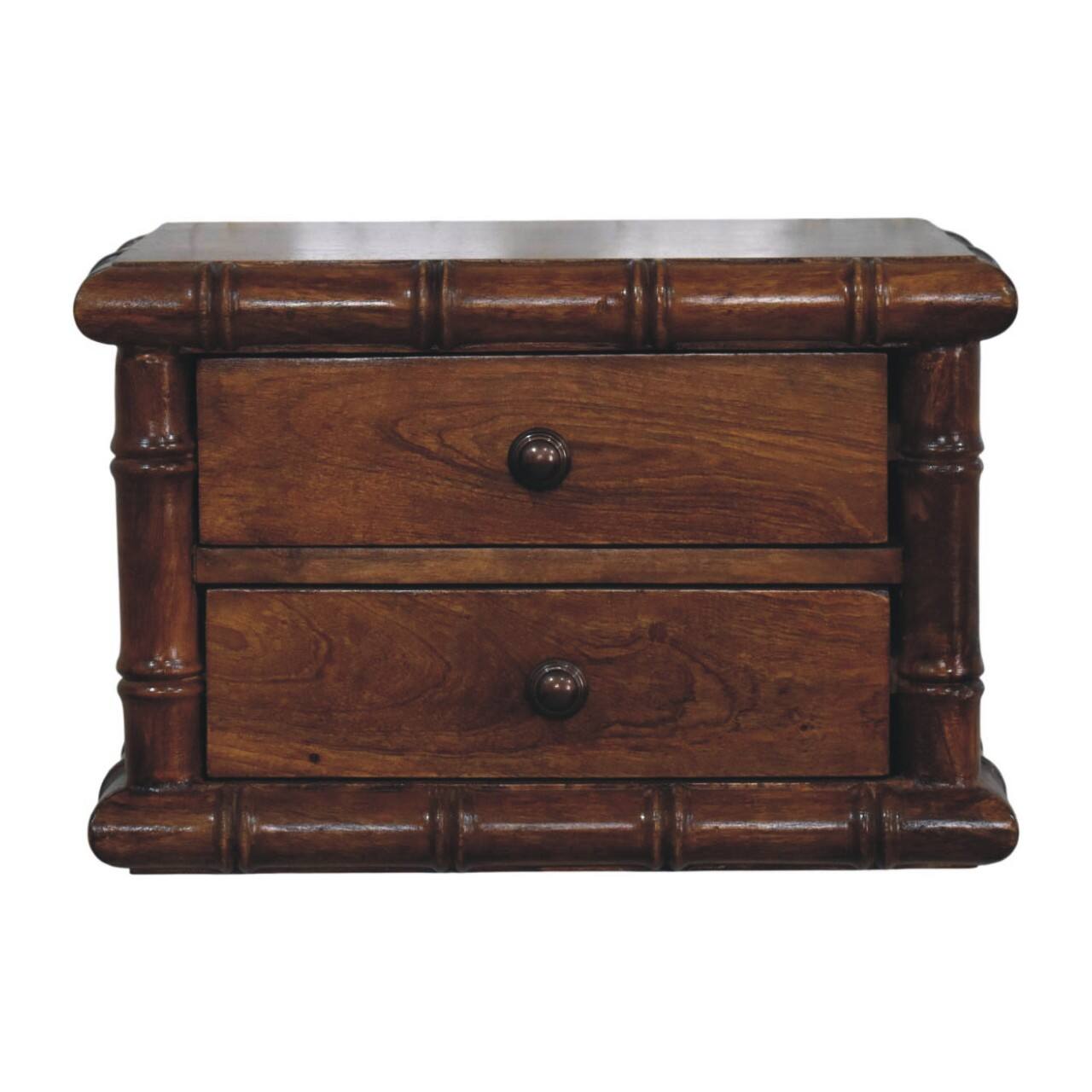 Angle. Artisan Furniture - Artisan Furniture Solid Wood Bamboo Two Drawer Wall-Mounted Bedside, Brown - Brown.