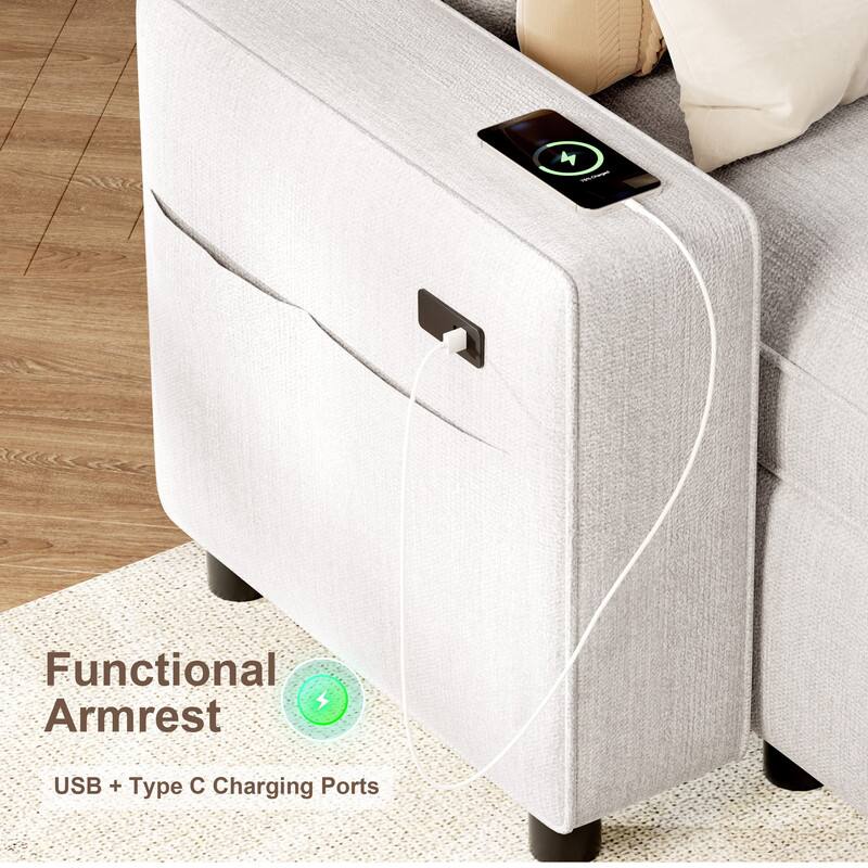 Functional Armrest  
USB + Type C Charging Ports