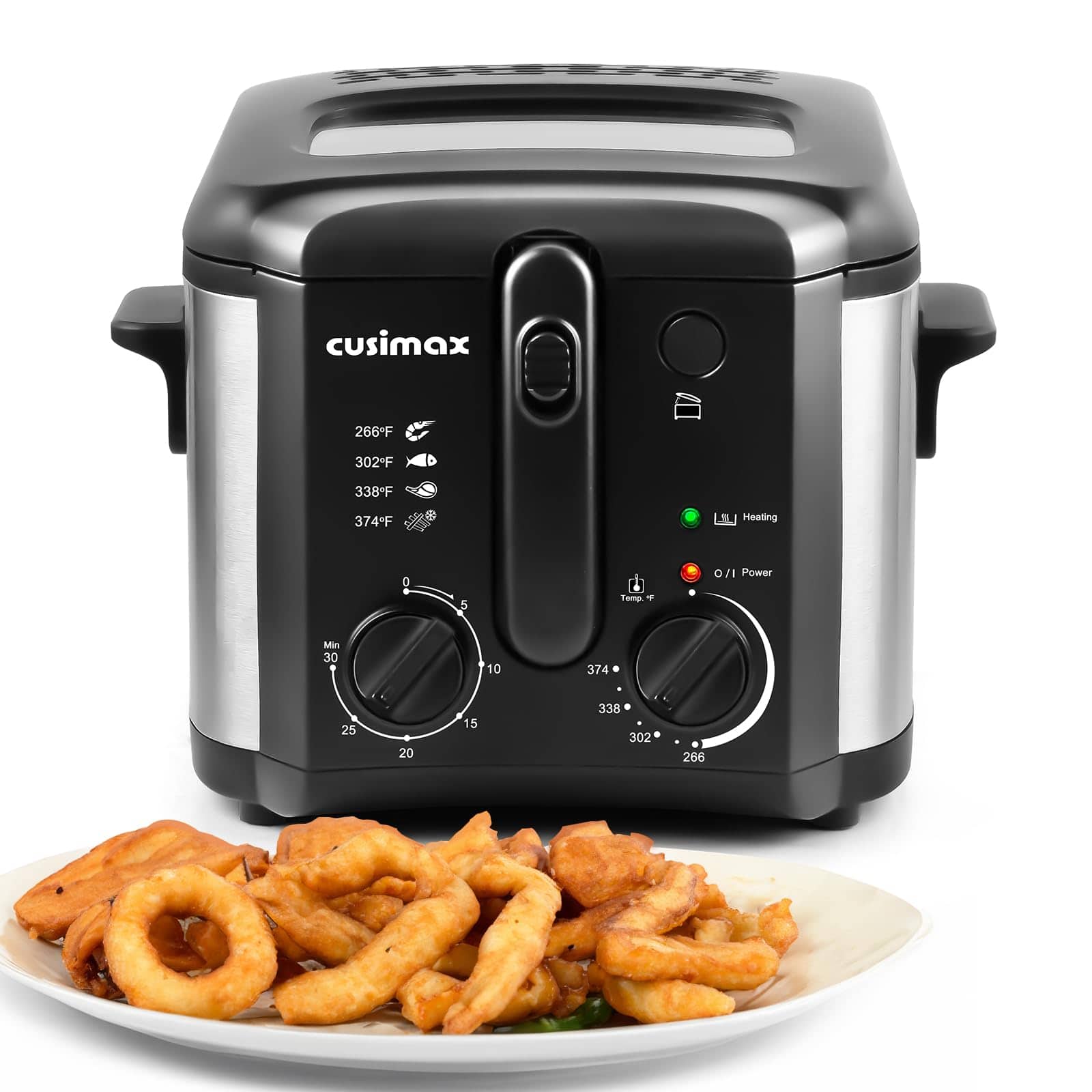 Cusimax - 2.64 qt. 1500W Air & Deep Fryers with Programmable, Auto Shut-Off - Black