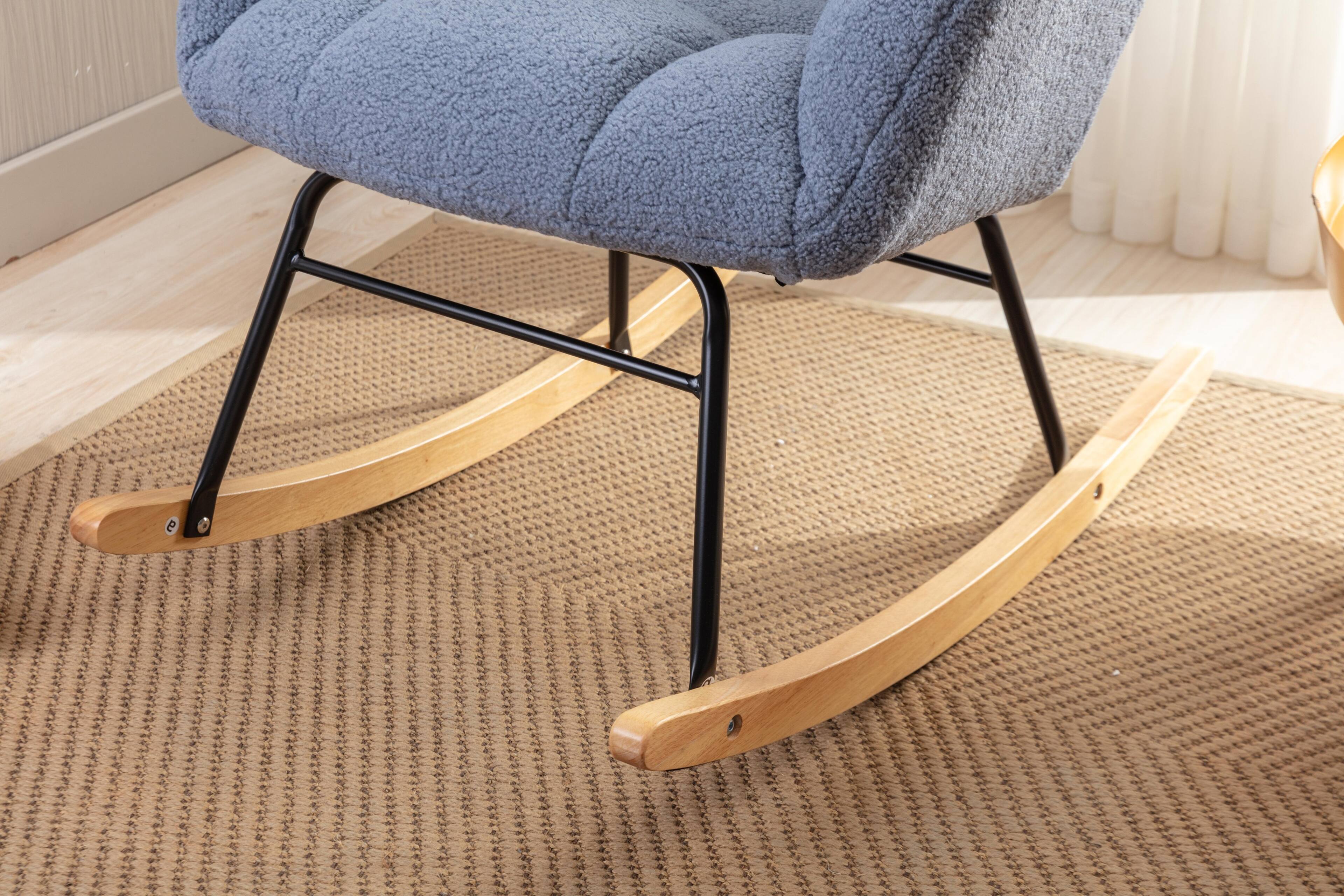 Back. Anysun - Teddy Fabric Rocking Gilder Nursery Chair For Living Room Indoor - Blue.