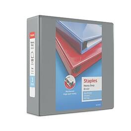 Staples - Heavy Duty 3" 3-Ring View Binder, D-Ring - Gray