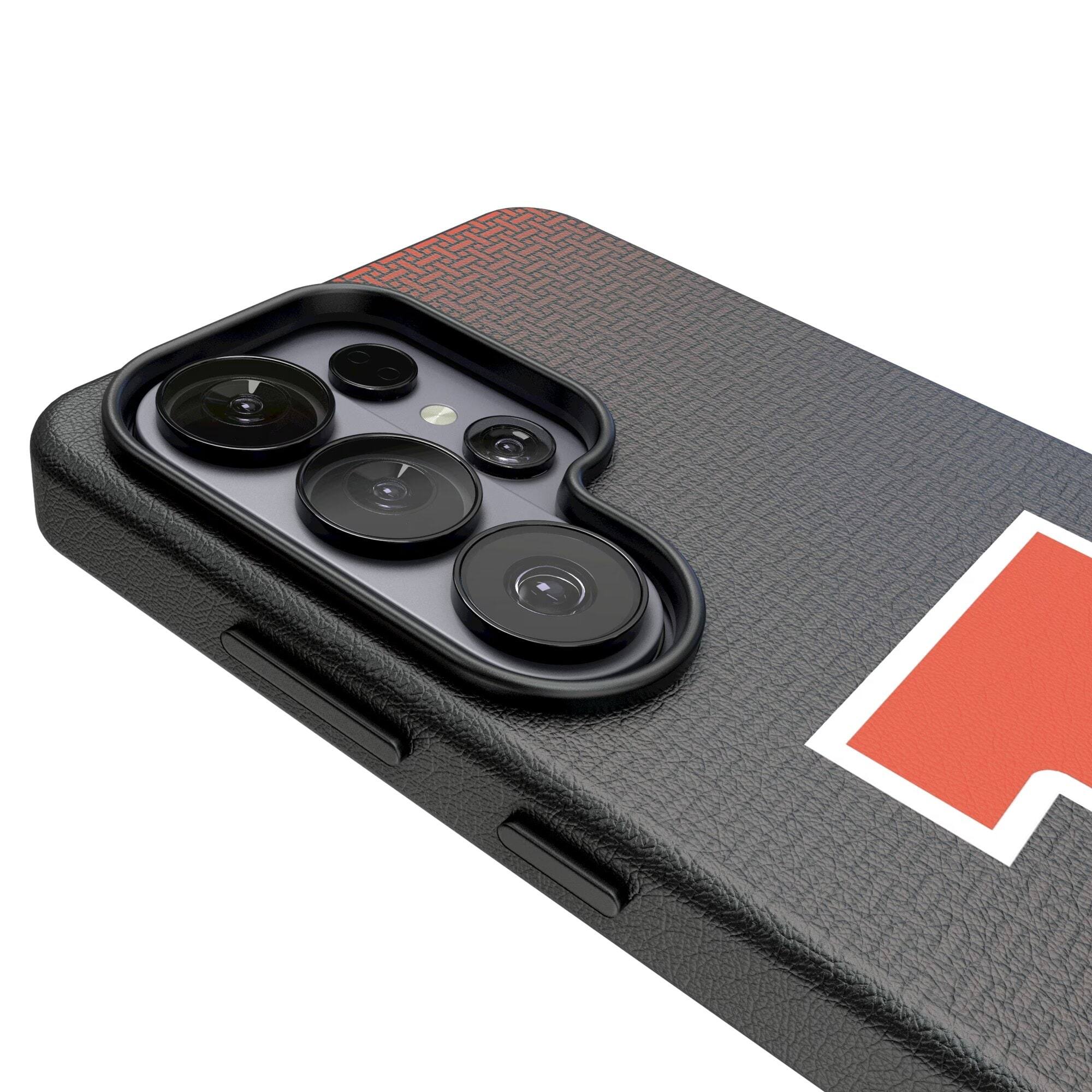 Alt View 2. Keyscaper - Illinois Fighting Illini Linen Galaxy Magnetic Bump Case - S25 Ultra - Black.
