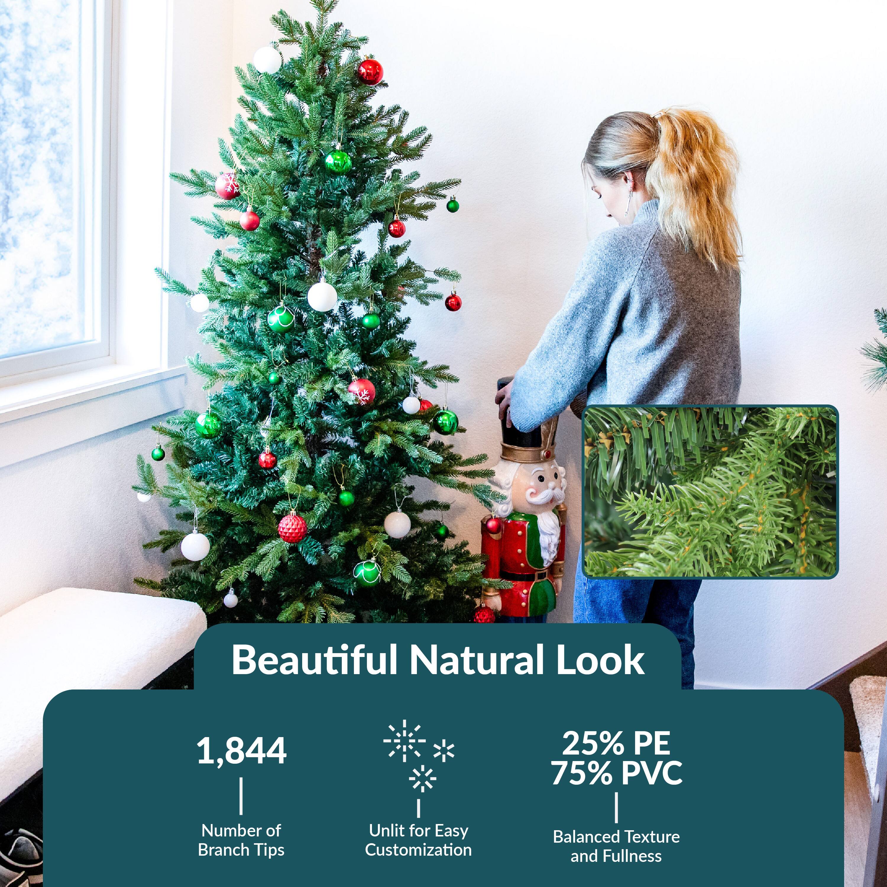 Beautiful Natural Look

1,844  
Number of Branch Tips  
Unit for Easy Customization

25% PE  
75% PVC  
Balanced Texture and Fullness