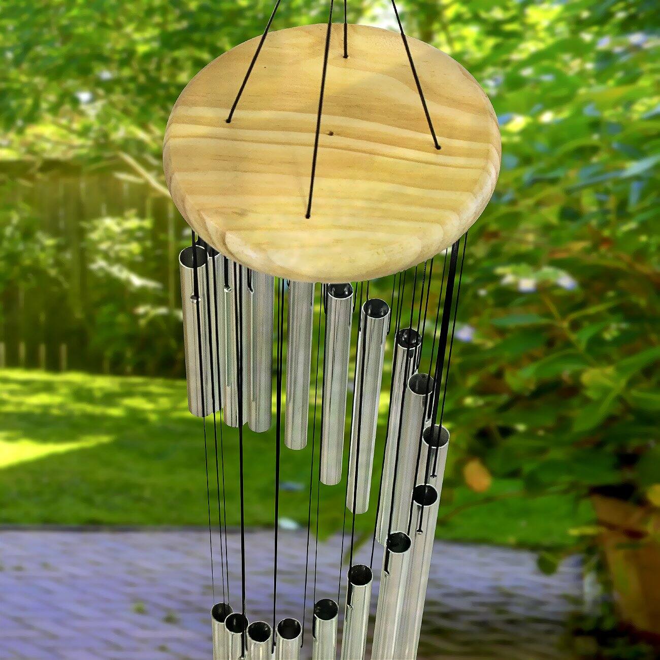 Angle. Sorbus - Sorbus Wind Chimes – Tubular Decorative Outdoor Garden Accent with Soothing Musical Bell Sounds for Memorial, Home, Deck - Silver.