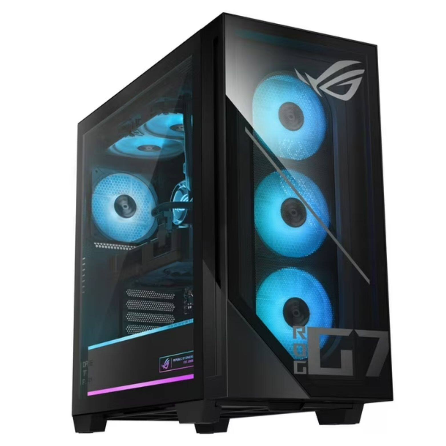 Alt View 4. ASUS - ROG G700 Intel Core Ultra 7 265F 2.4 GHz 32GB DDR5 2TB SSD NVIDIA GeForce RTX 5070 Windows 11 Home Gaming Desktop - Black.