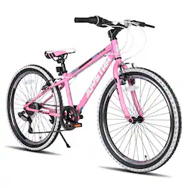 JOYSTAR - Lubbock 24 Inch Kids Bike with 7-Speed, Hardtail Mountain Bike for Kids Ages 9-12 MTB for Boys Girls - Pink
