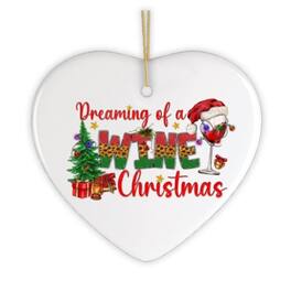 OrnamentallyYou - Joyfully Elegant Dreaming of a Wine Christmas Ornament - Multi-colored